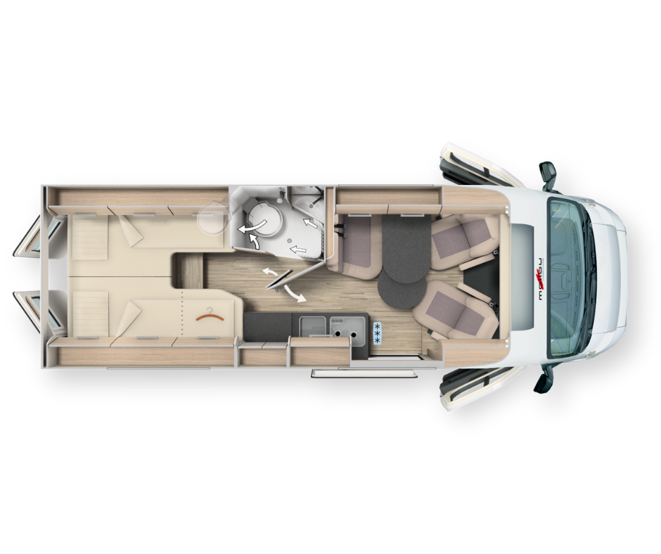 Malibu Van First Class Two Rooms 640 LE RB Charming GT Skyview